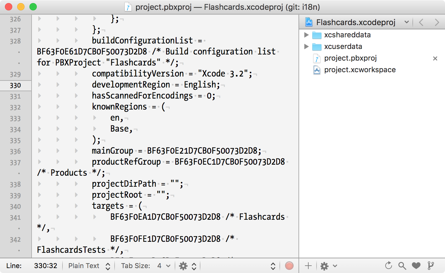 Development Region in Xcode pbxproj