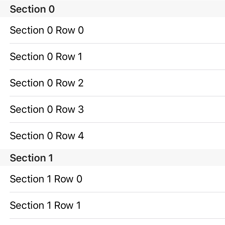 Provide section and row content programmatically